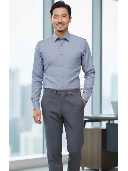 Áo Sơ mi dài tay Cao cấp F1D Ghi đậm vân