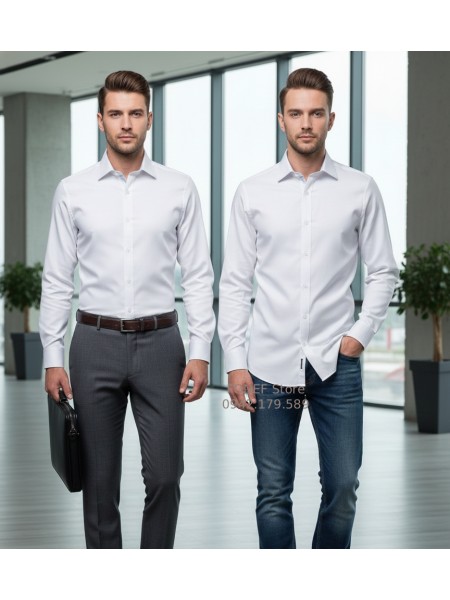 Áo Sơ mi trắng Dài tay STC Chống nhăn, co dãn